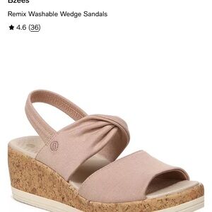 Bzees Remix Washable Wedge Sandals in Blush/Tan